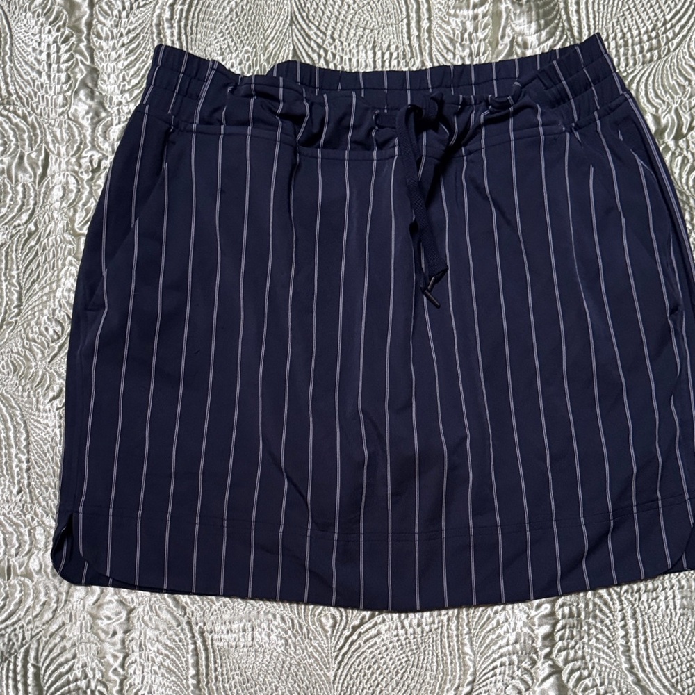 Athleta Navy and White Striped Mini Skirt